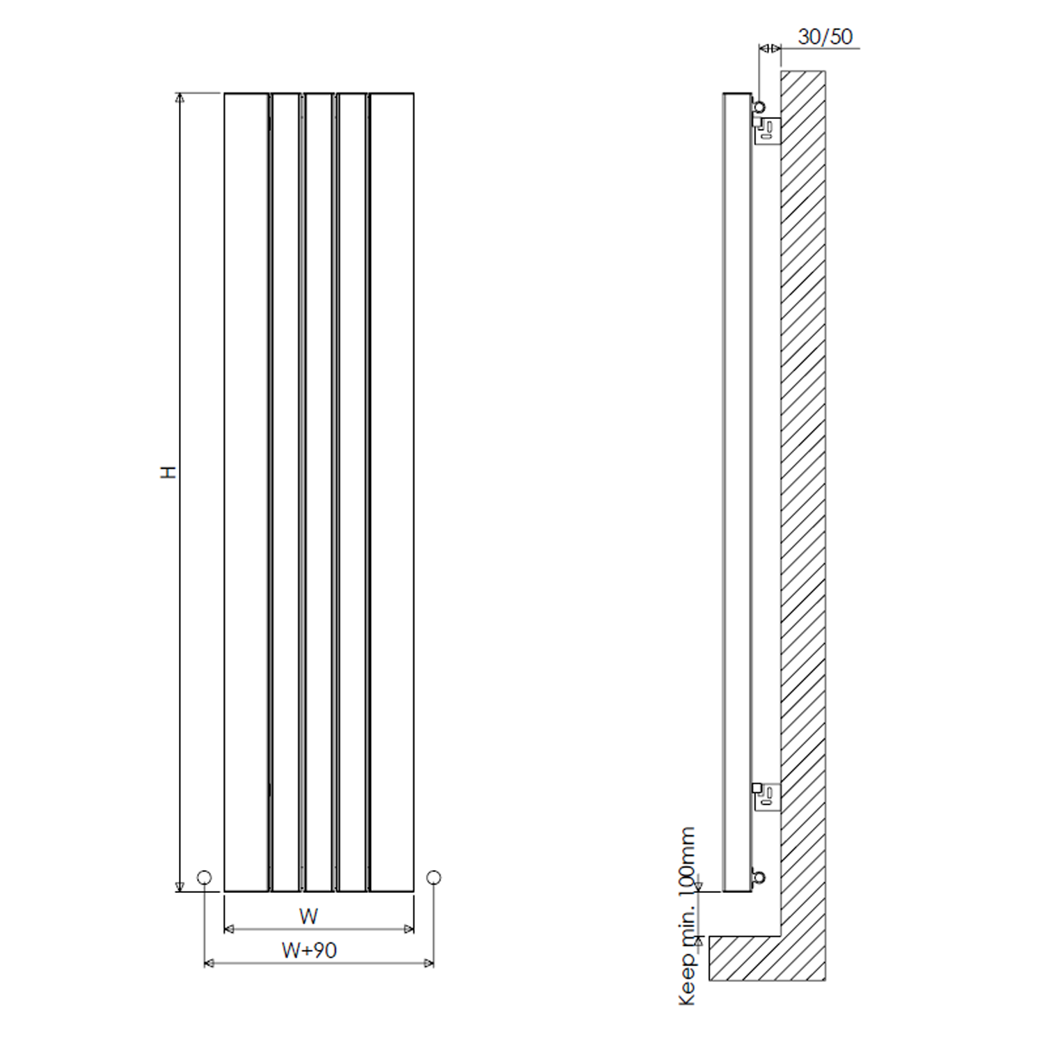 Carisa Gaia Oval Single Panel Vertical Aluminium Radiator