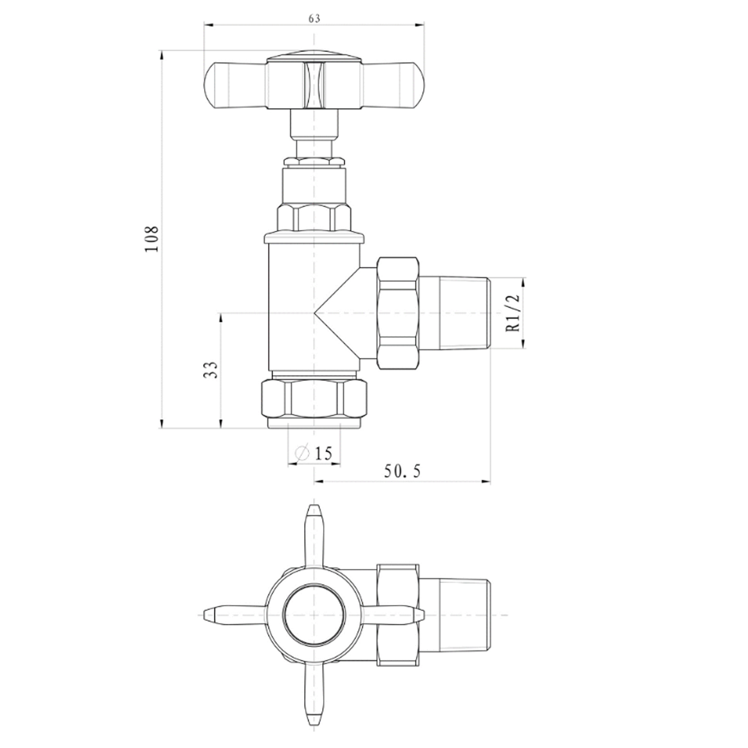 Toasty Angled Crosshead Brushed Brass Radiator Valves