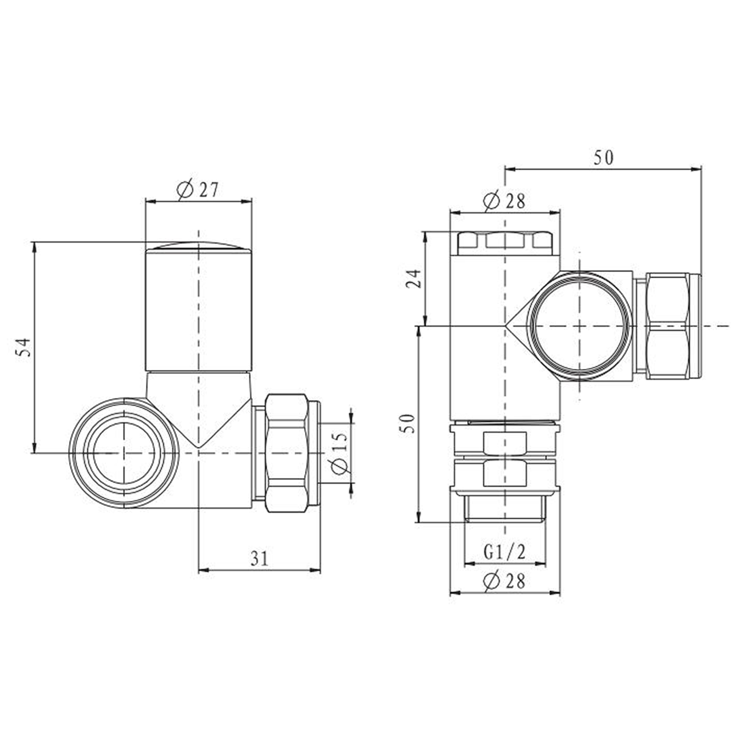 Toasty Brushed Nickel Dual Fuel Corner Radiator Valves