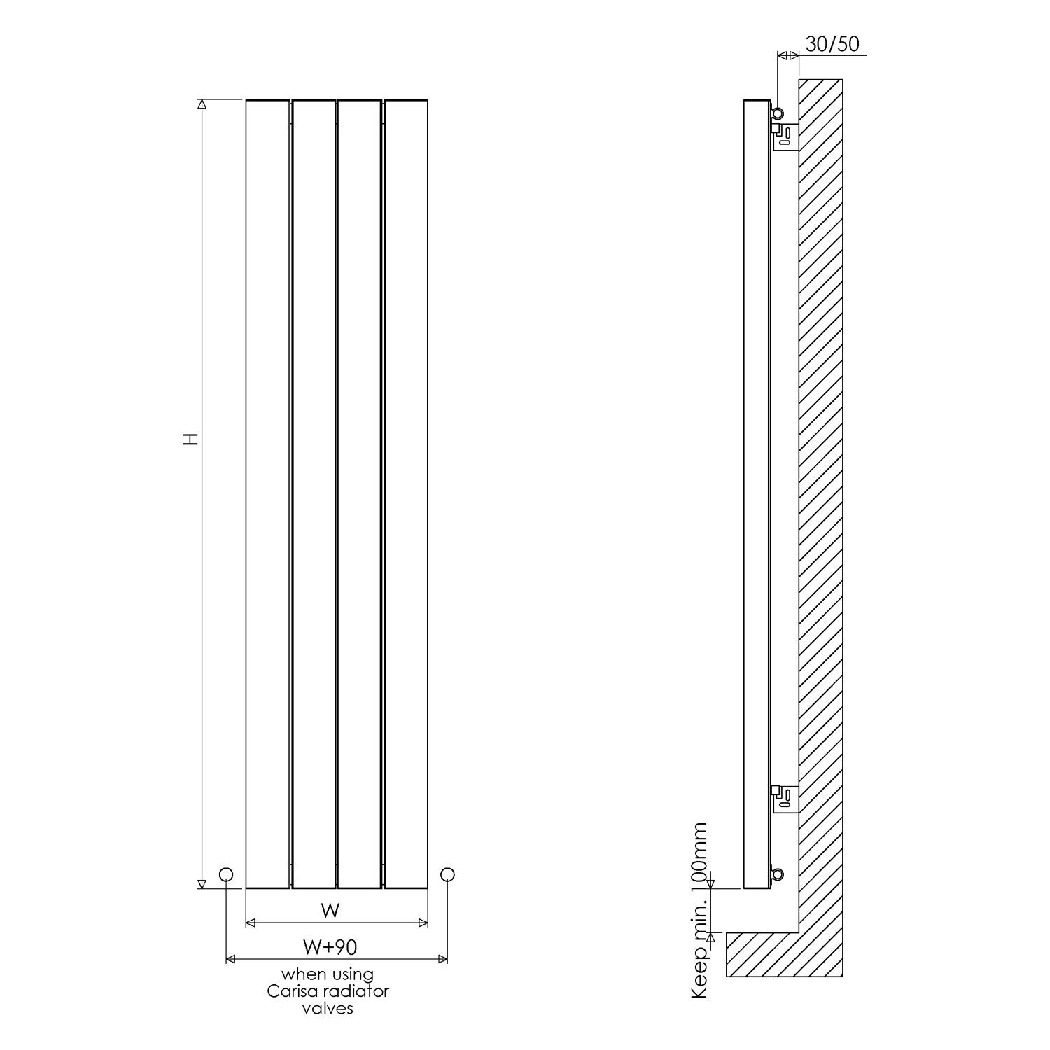 Carisa Nixie Single Panel Horizontal Aluminium Radiator