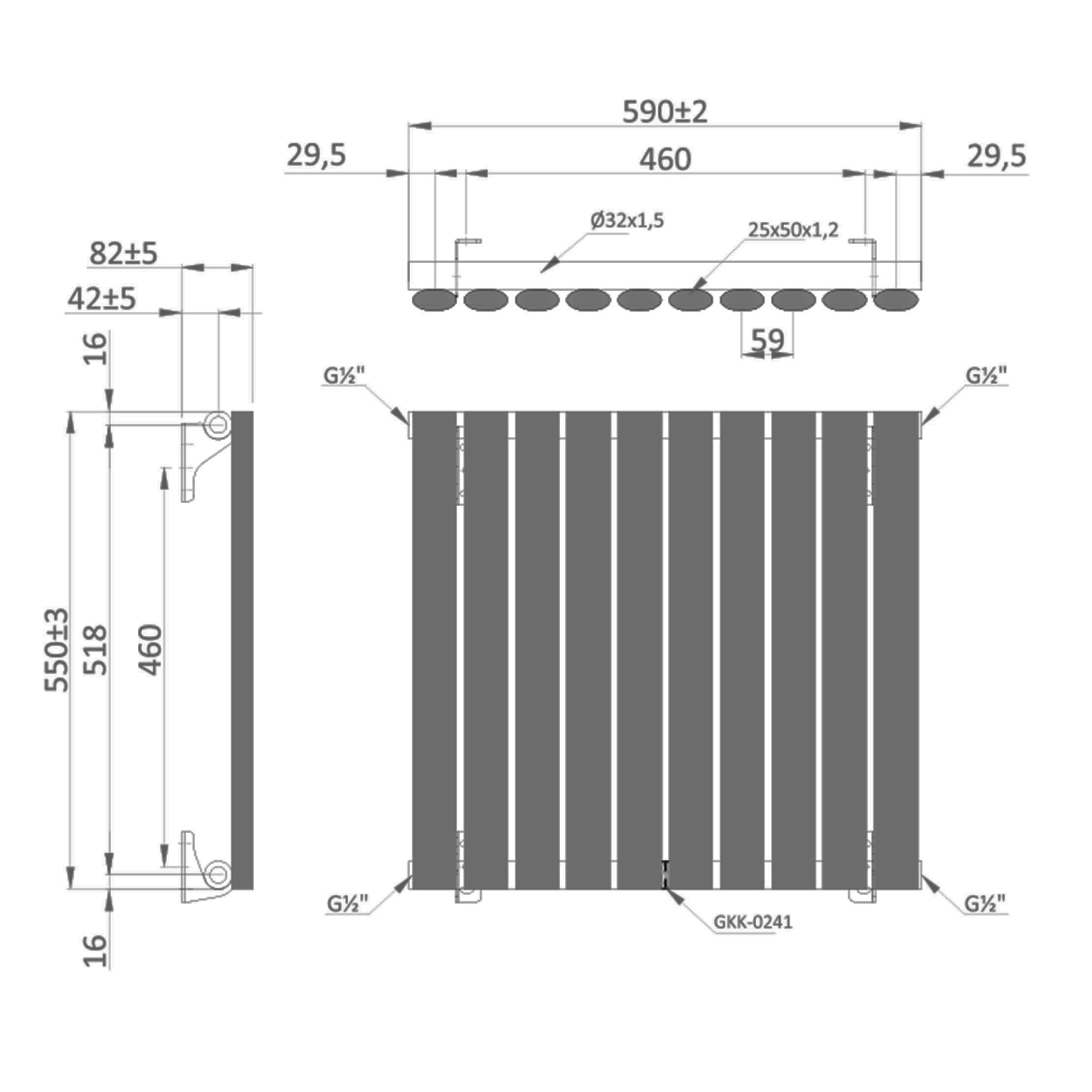 Vibrance Single Panel Horizontal Radiator - 550 x 590mm