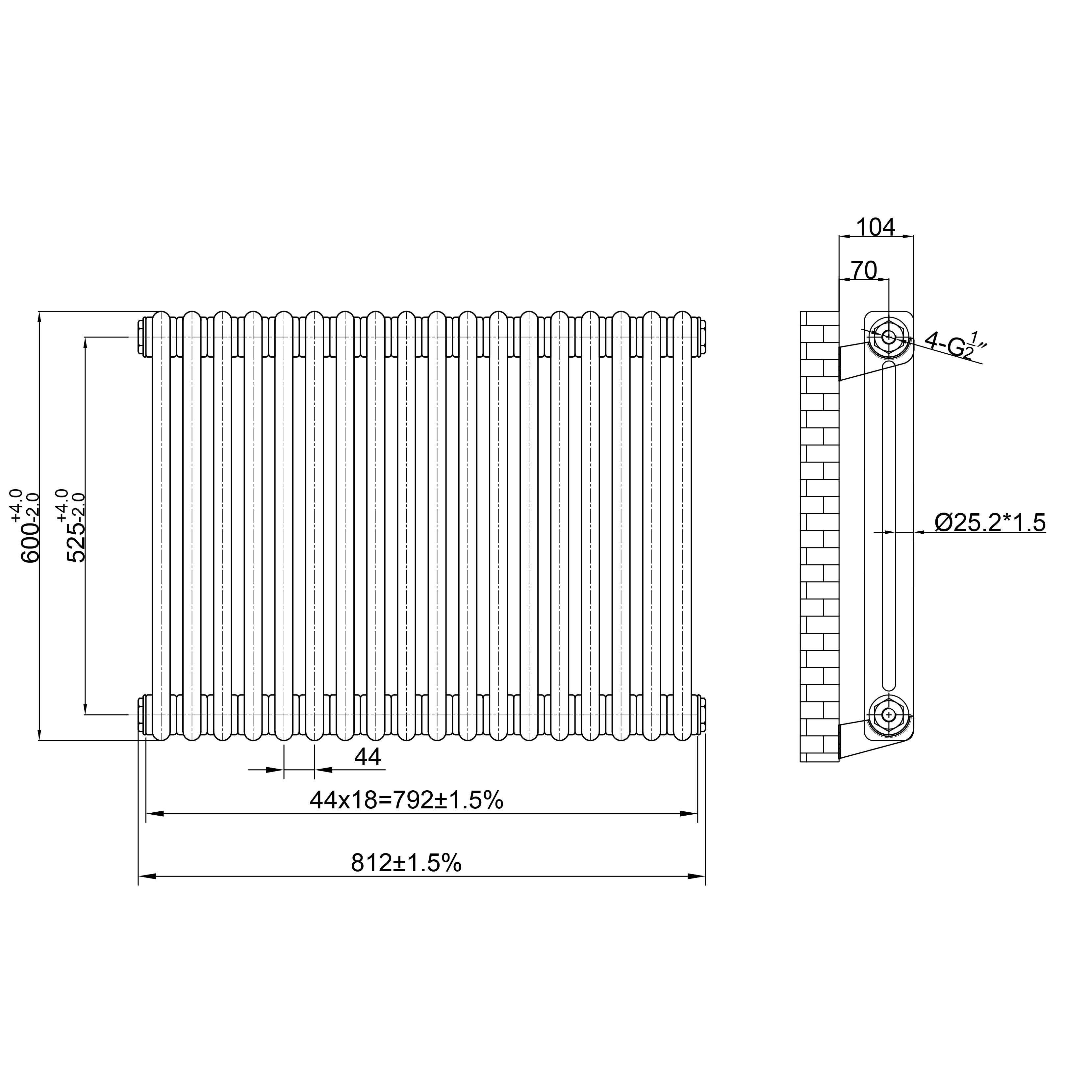 Toasty Ardleigh Raw Metal Horizontal Column Radiator