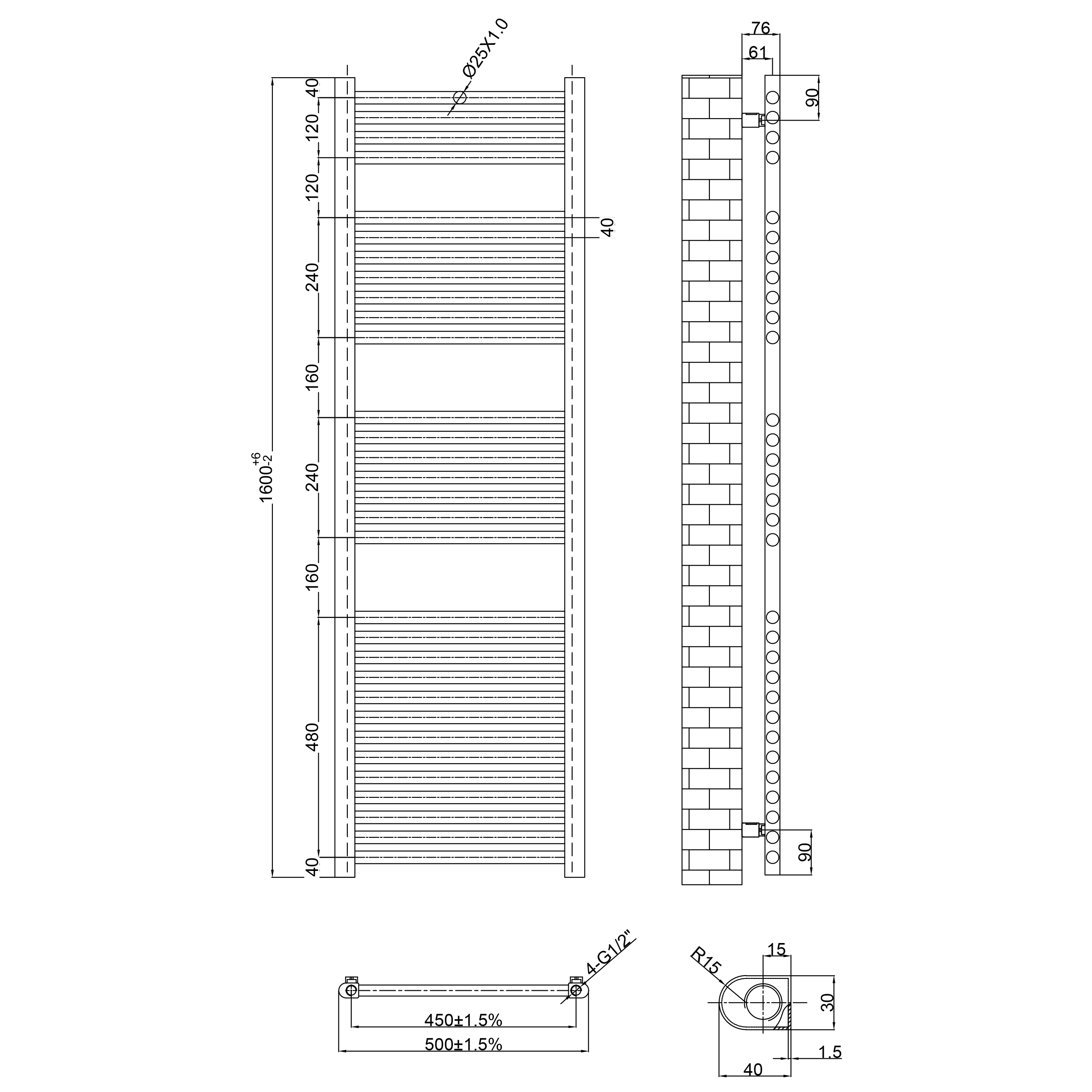 Toasty Glow Premium Matt White 25mm Heated Towel Rail