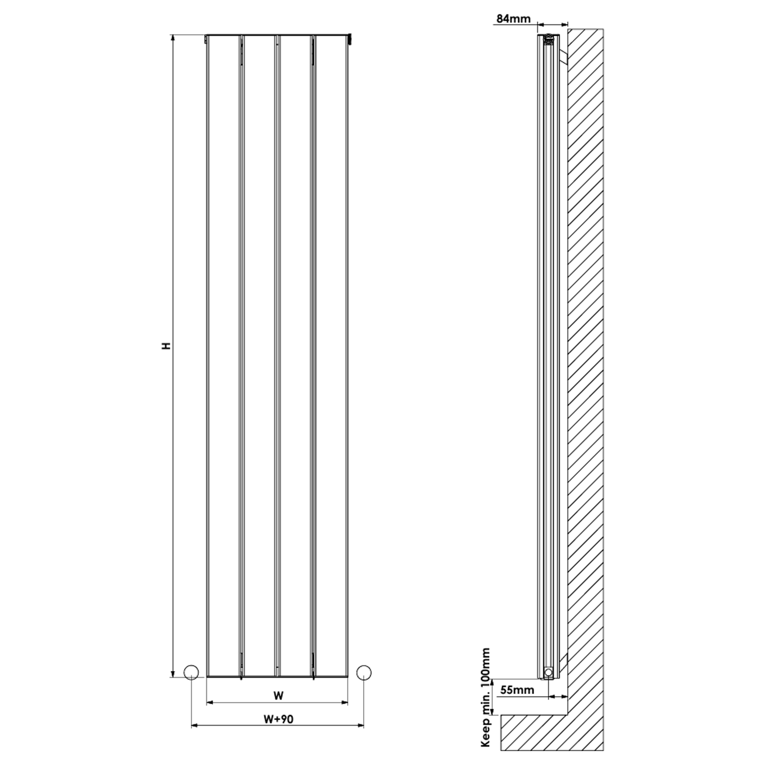 Carisa Angers Double Panel Vertical Aluminium Radiator