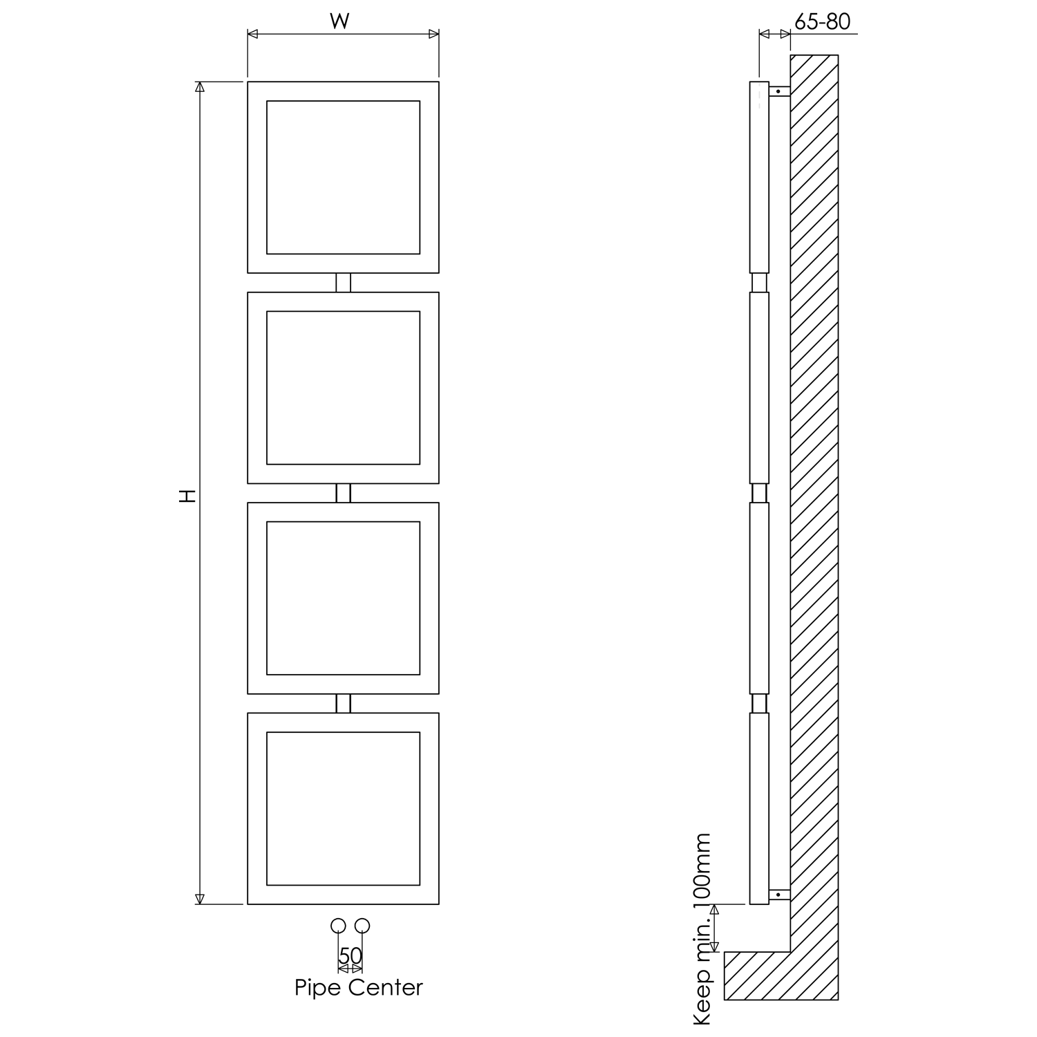 Carisa Ruma Stainless Steel Designer Heated Towel Rail