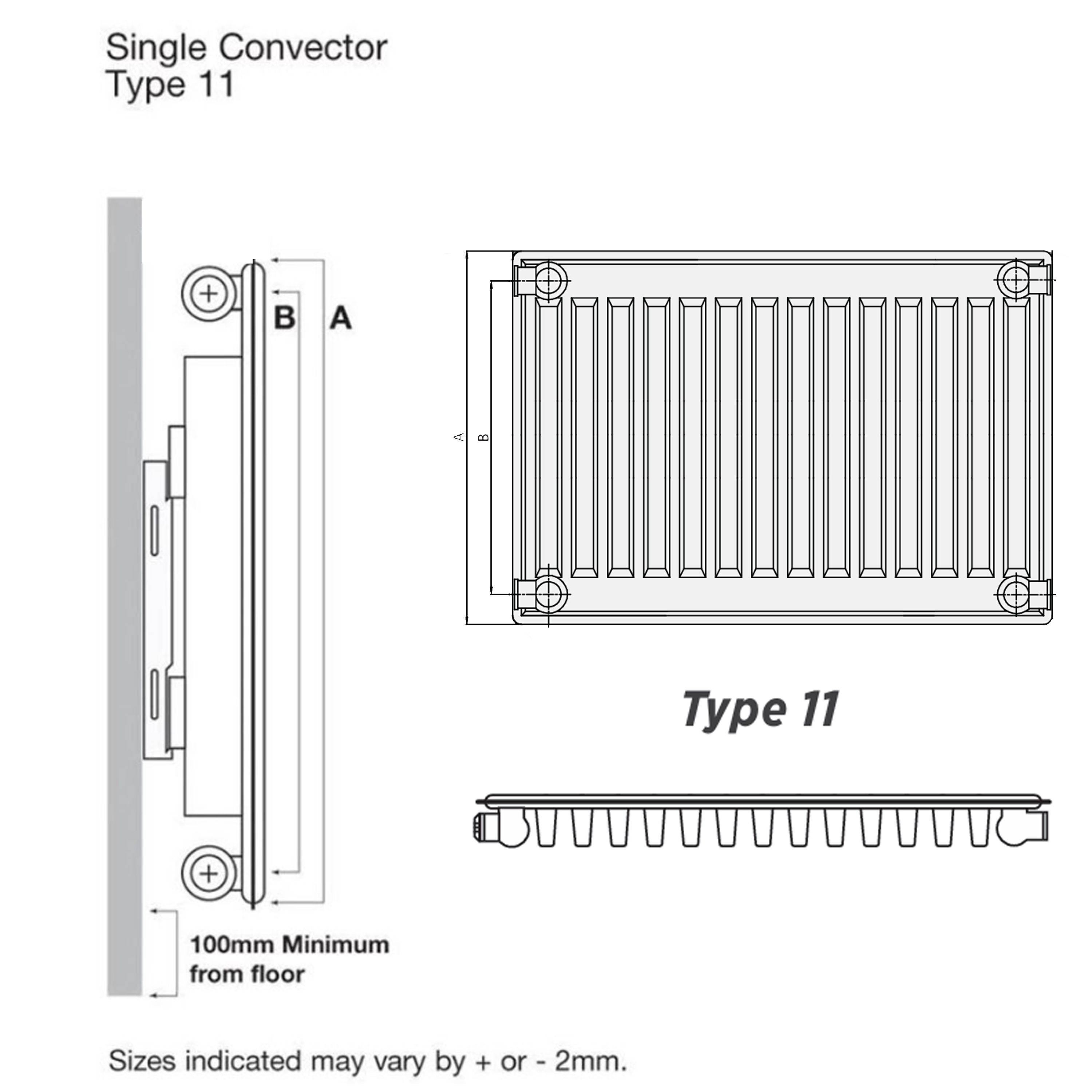 Brenton Type 11 Compact Single Convector Panel Radiator