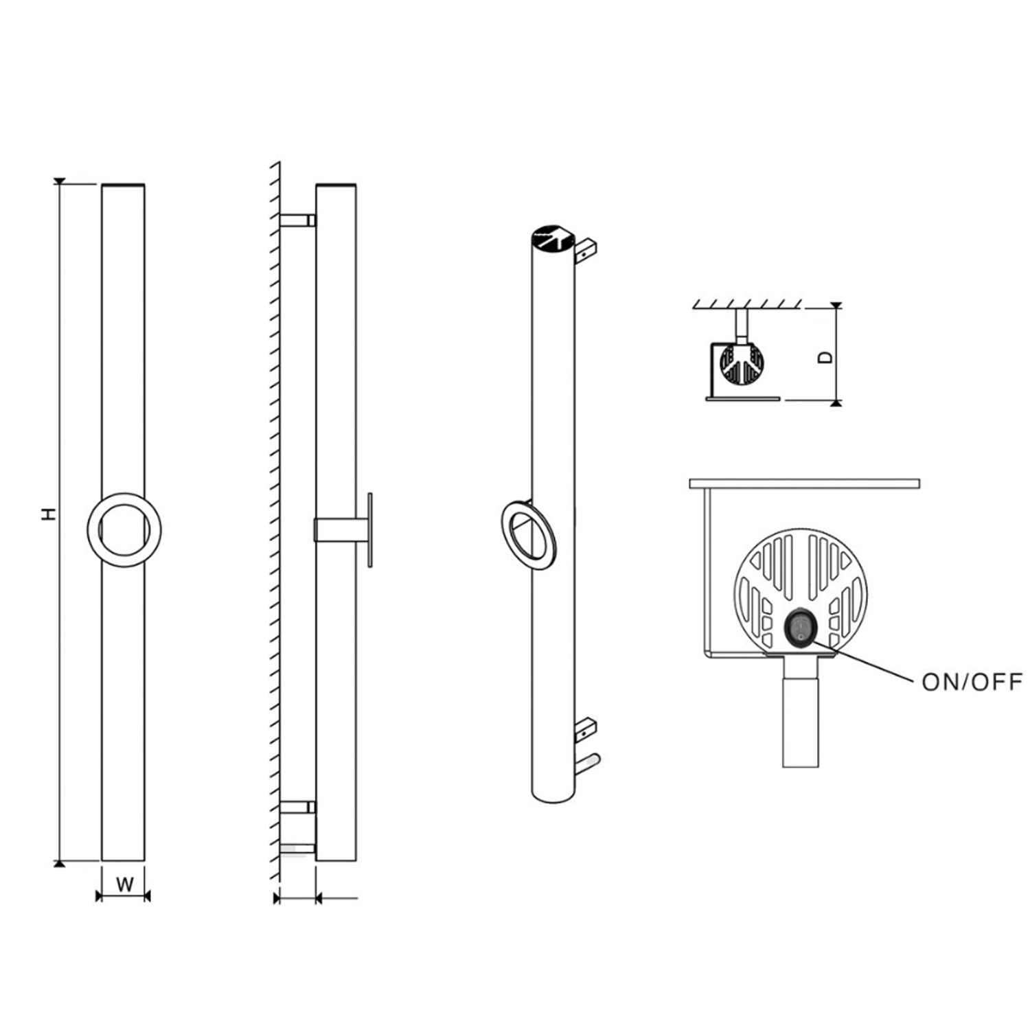 Carisa Otto Single Electric Aluminium Towel Bar