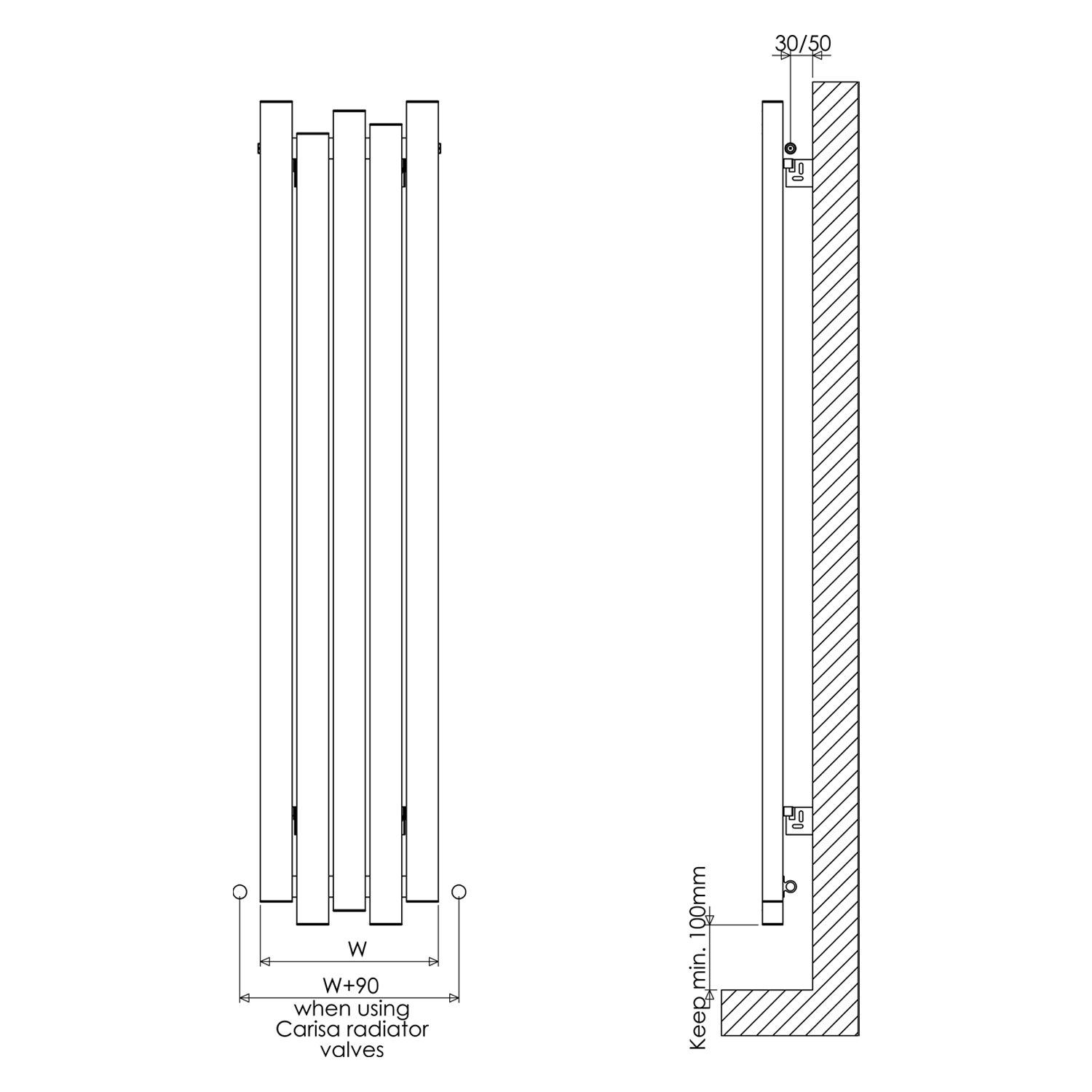 Carisa Motion Single Oval Panel Vertical Aluminium Radiator