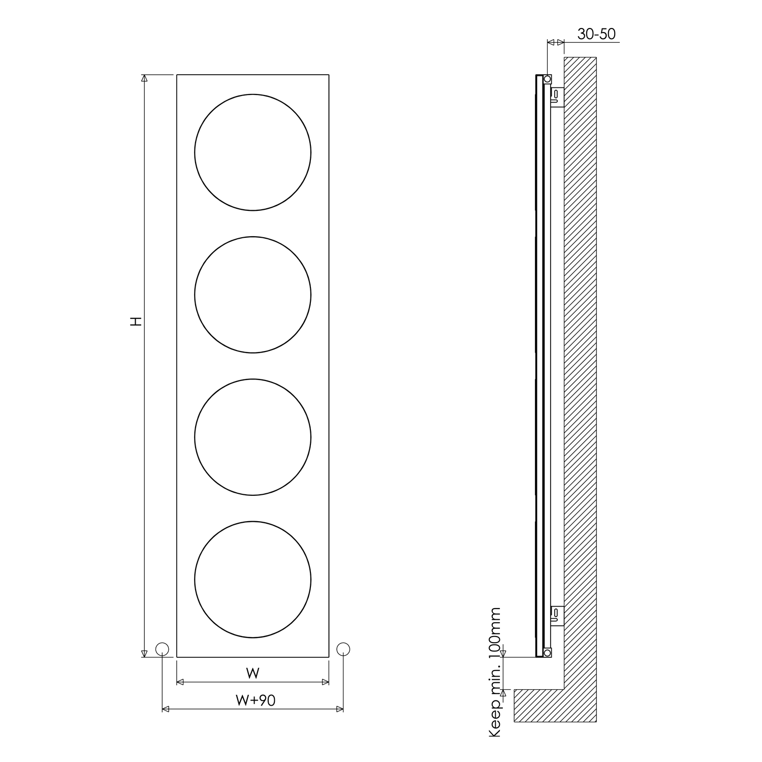 Carisa Circles Single Panel Vertical Mirror Radiator