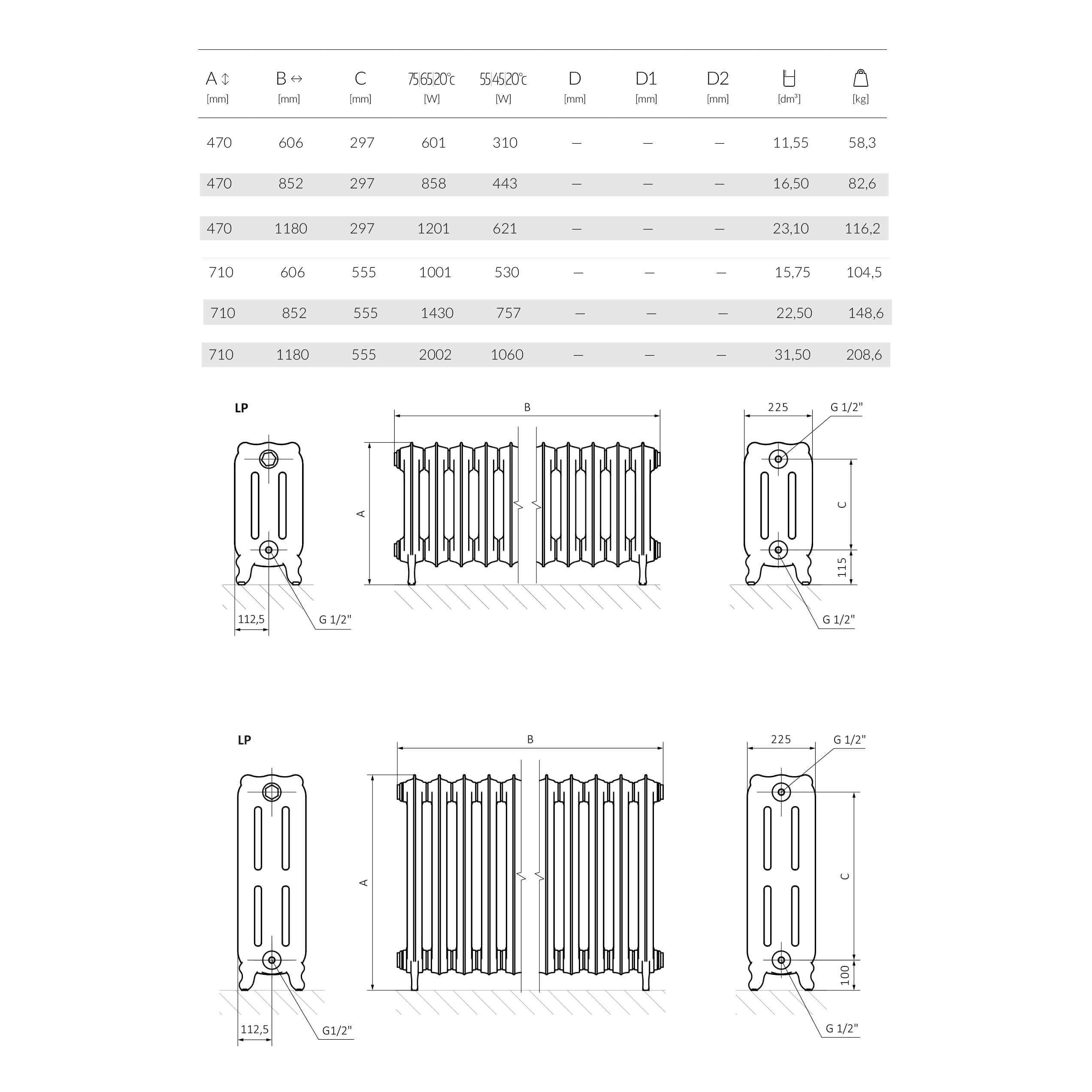 Terma Oxford Cast Iron Freestanding Traditional Radiator