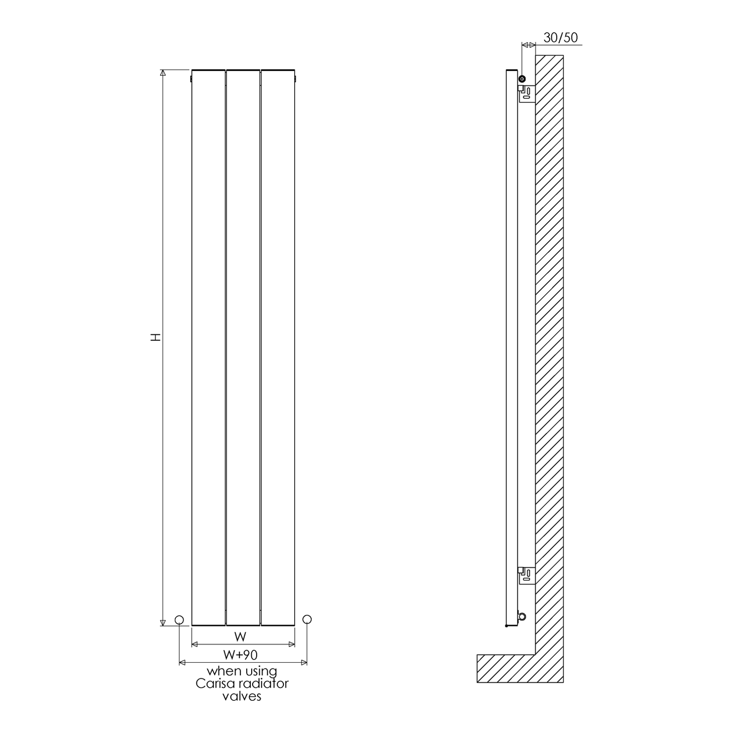 Carisa Elvino Single Panel Vertical Aluminium Radiator