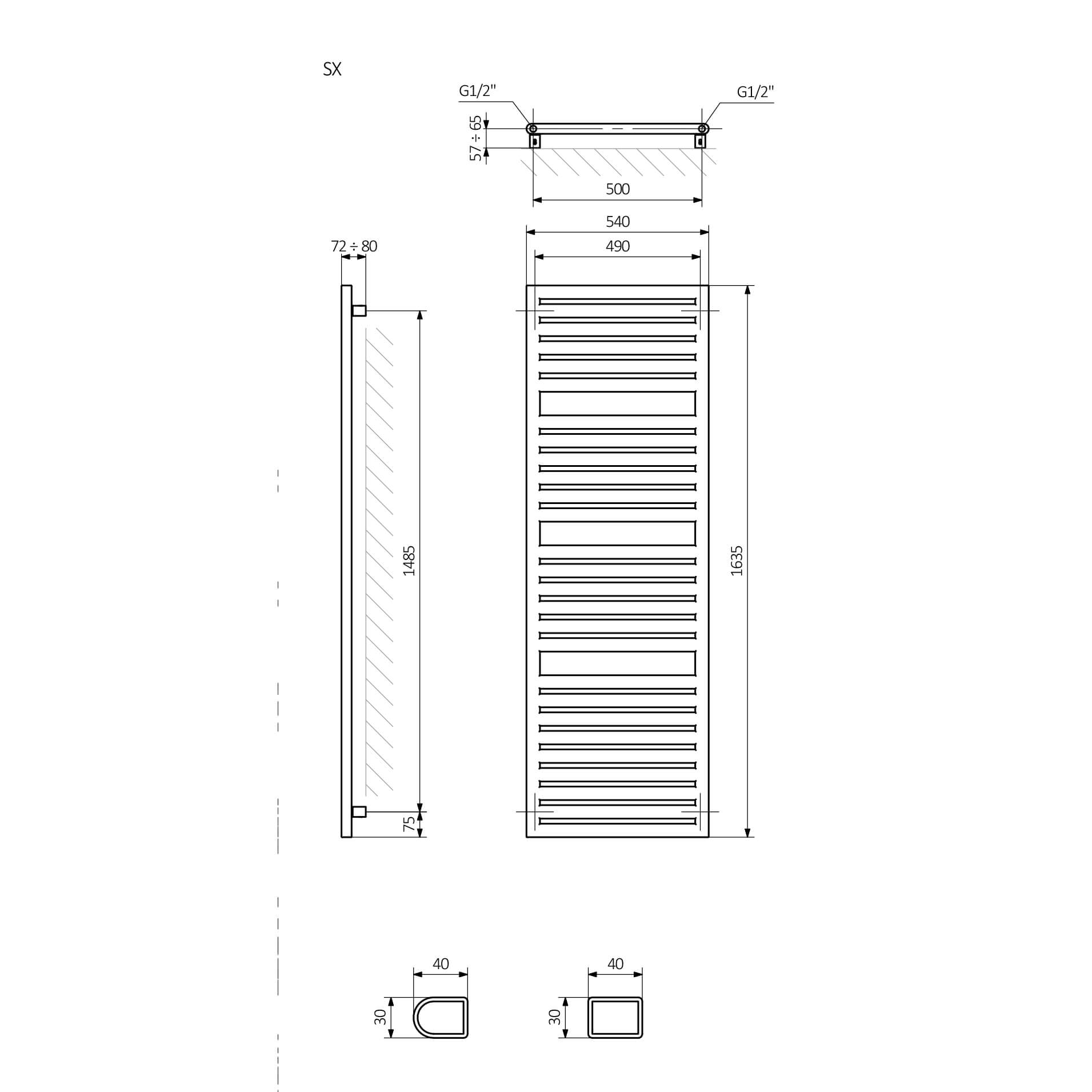 Terma Salisbury Metallic Black Heated Towel Rail