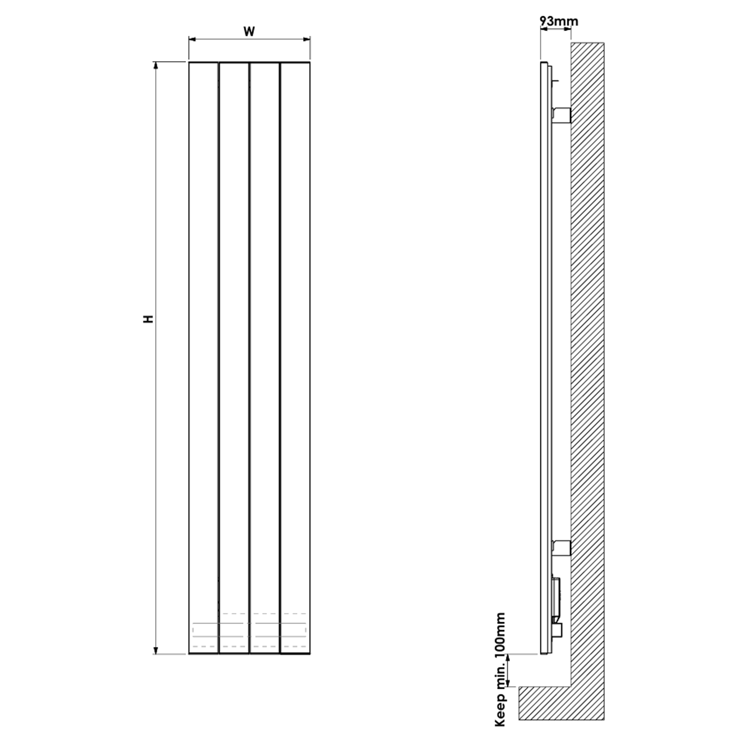 Carisa Boreas N Vertical Electric Single Panel Aluminium Radiator with Smart Wifi Thermostat
