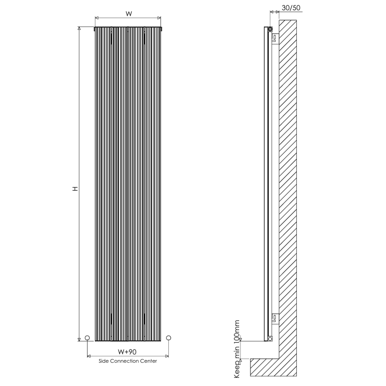 Carisa Monza Single Panel Vertical Aluminium Radiator