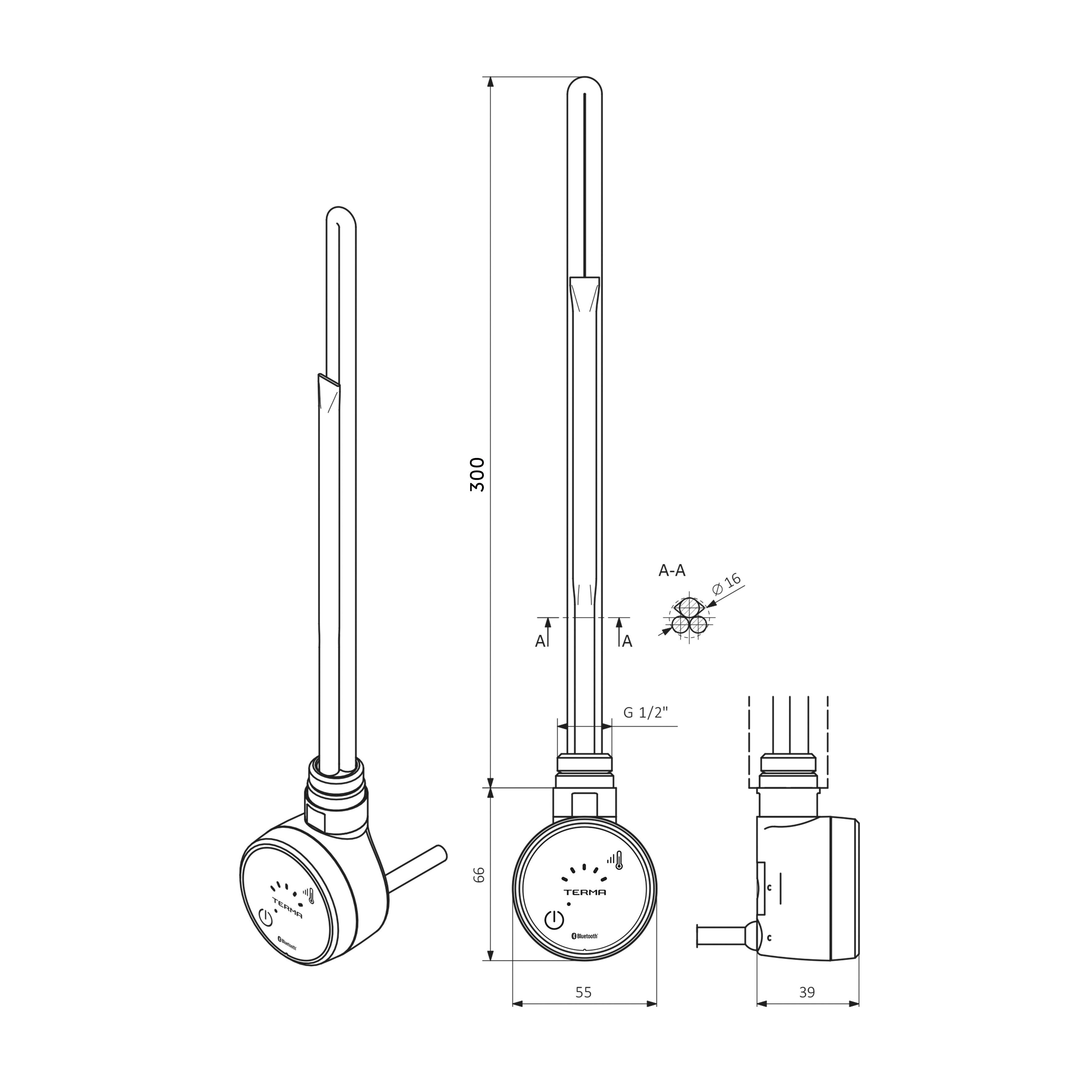 Terma MOA BLUE Chrome Heating Element