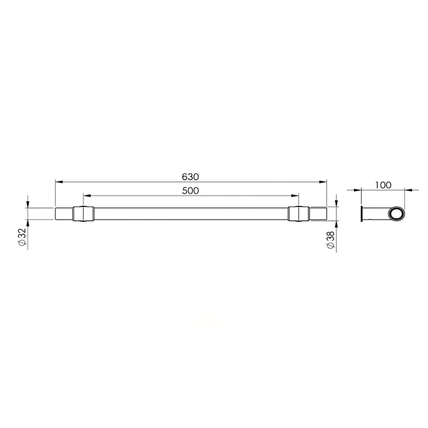 Toasty Silas Electric Heated Towel Bar - 630mm