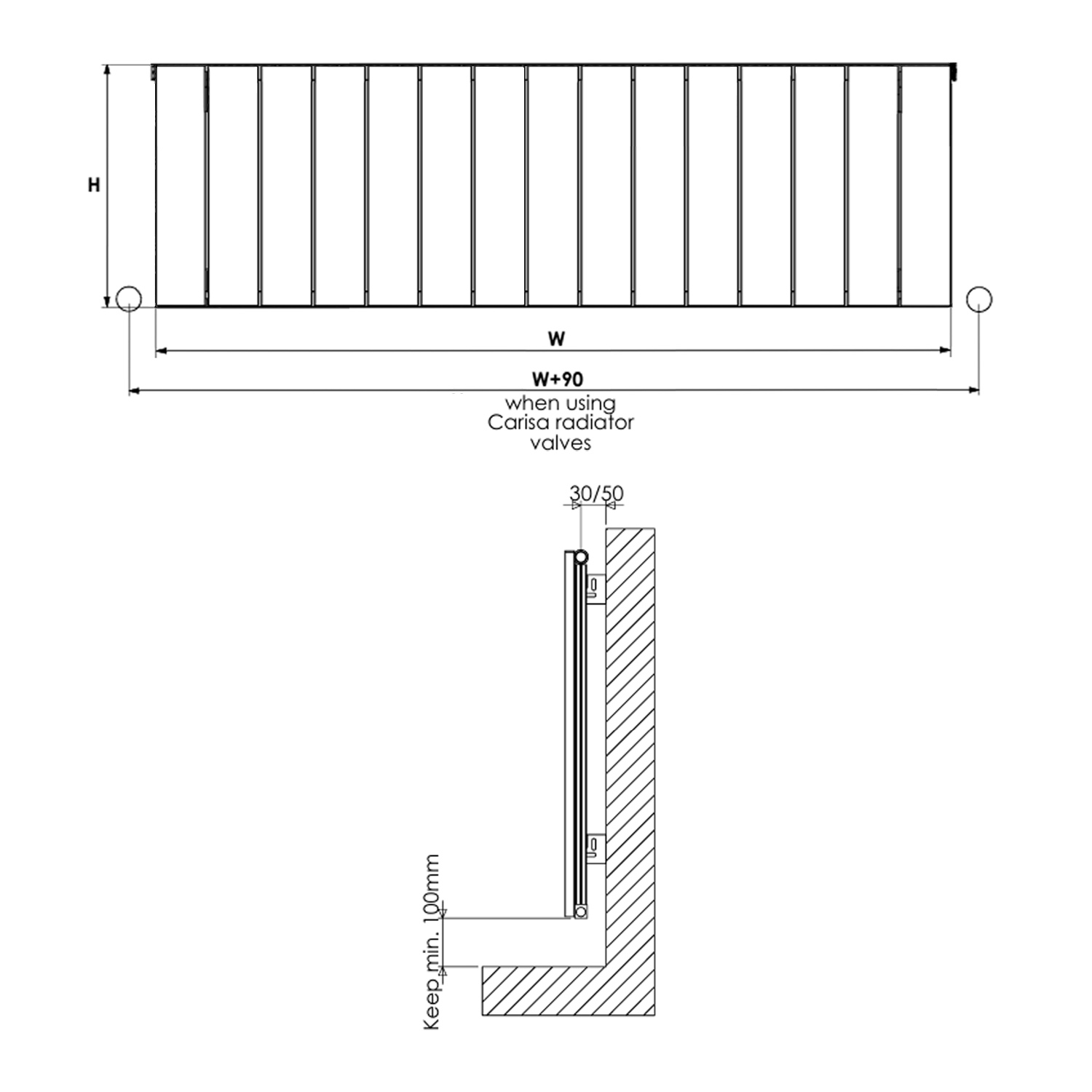 Carisa Nemo Single Panel Horizontal Aluminium Radiator