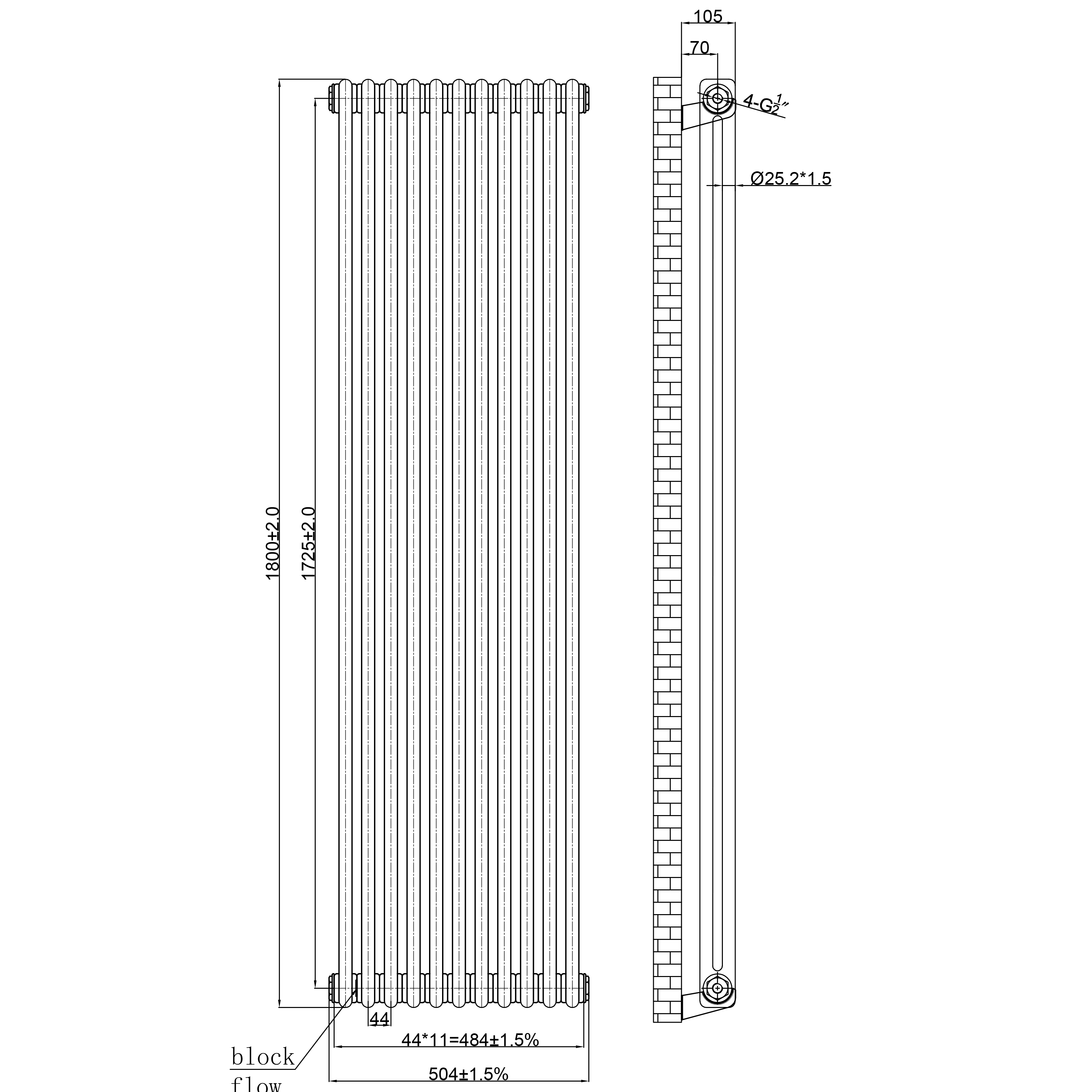 Toasty Ardleigh Raw Metal Vertical Column Radiator
