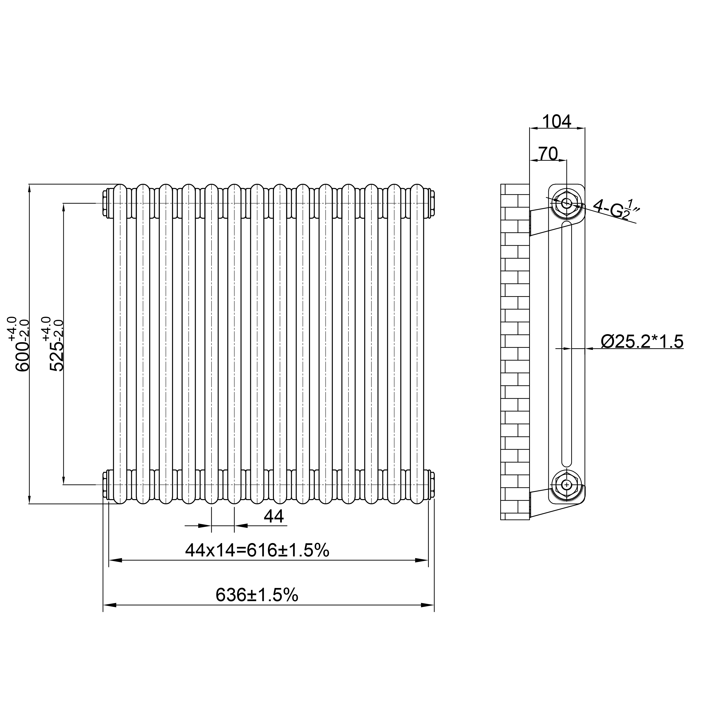 Toasty Ardleigh Raw Metal Horizontal Column Radiator