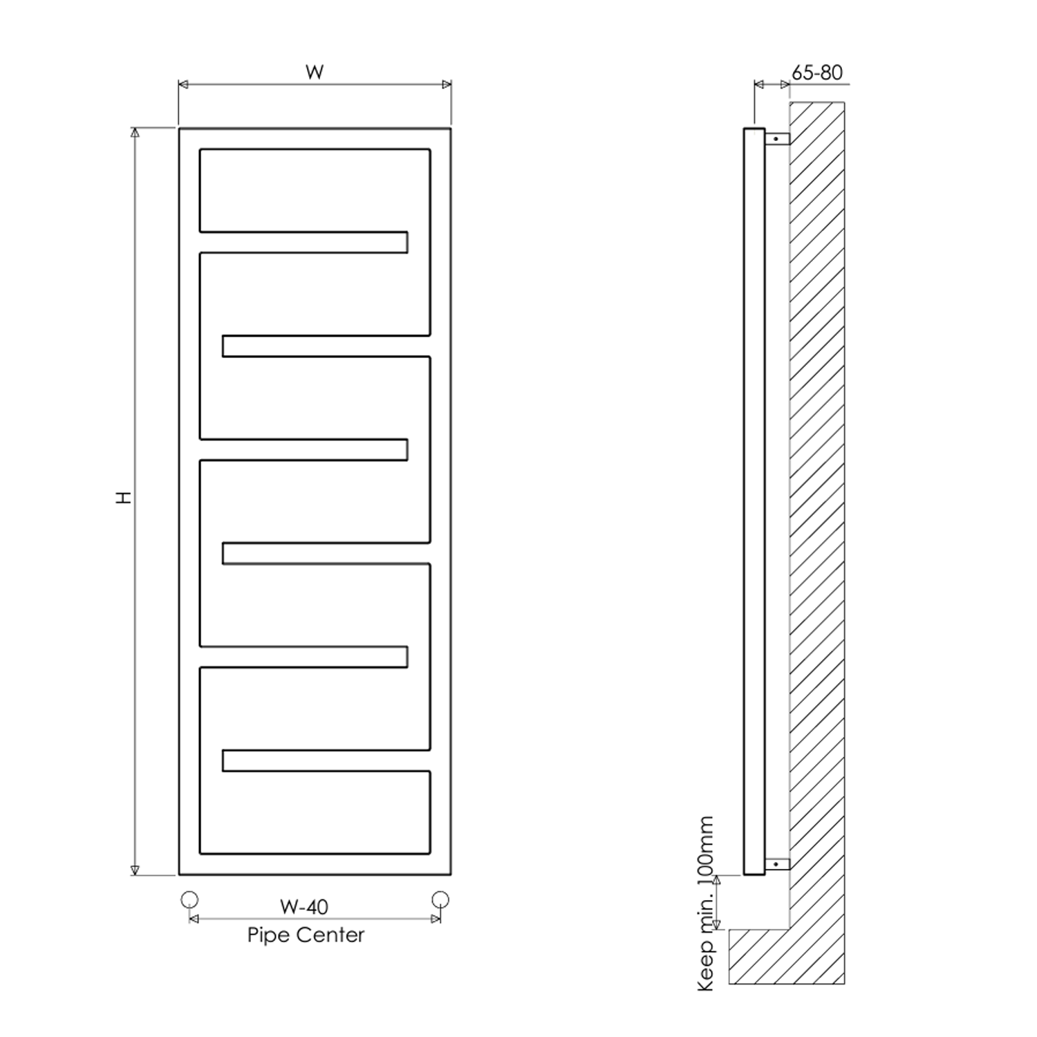 Carisa Eclipse Stainless Steel Heated Towel Rail