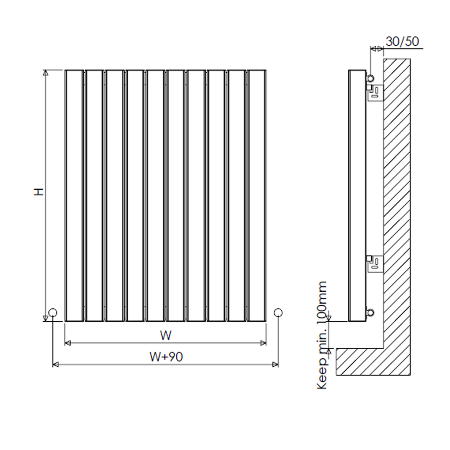 Carisa Vesta Oval Single Panel Horizontal Aluminium Radiator