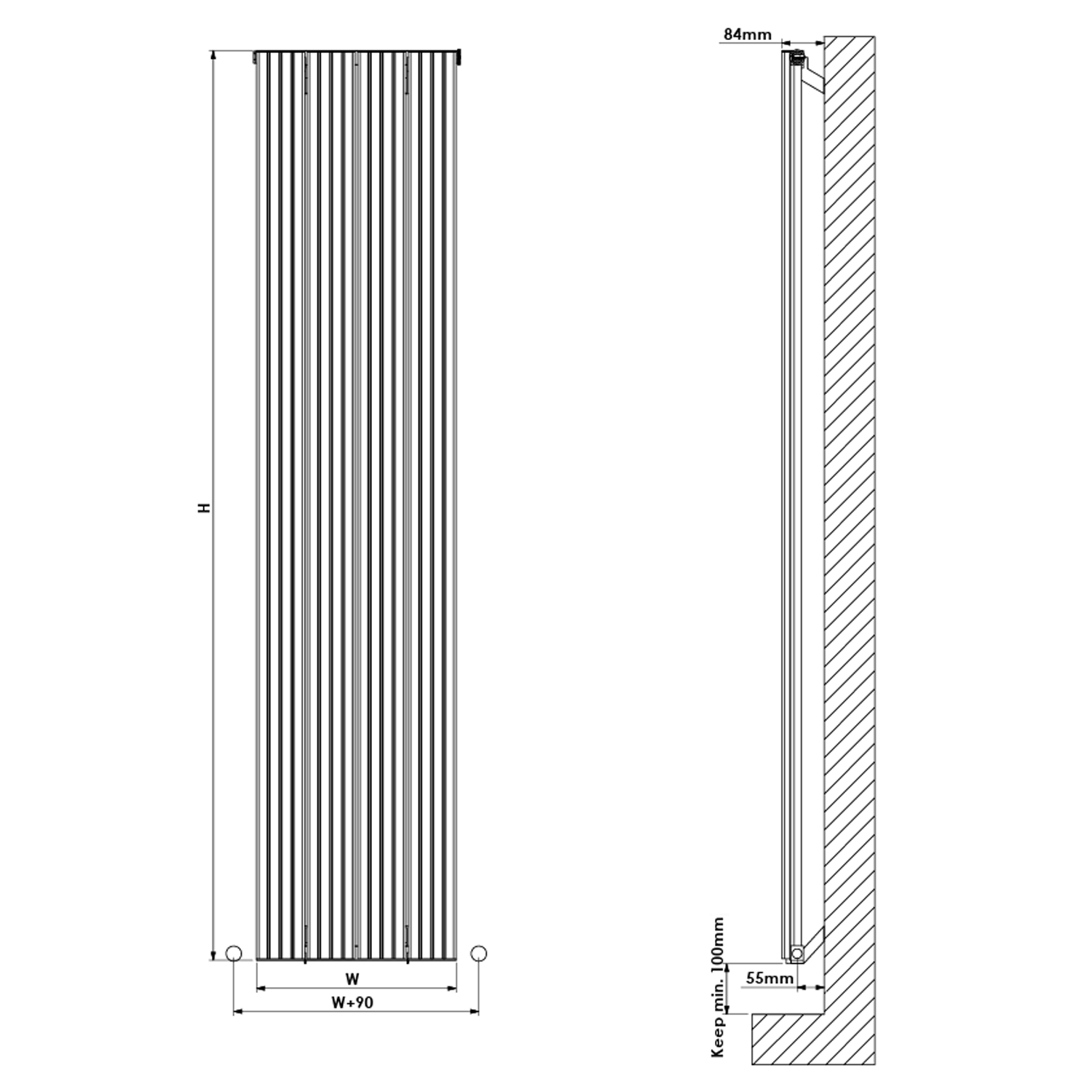 Carisa Chambord Single Panel Vertical Aluminium Radiator