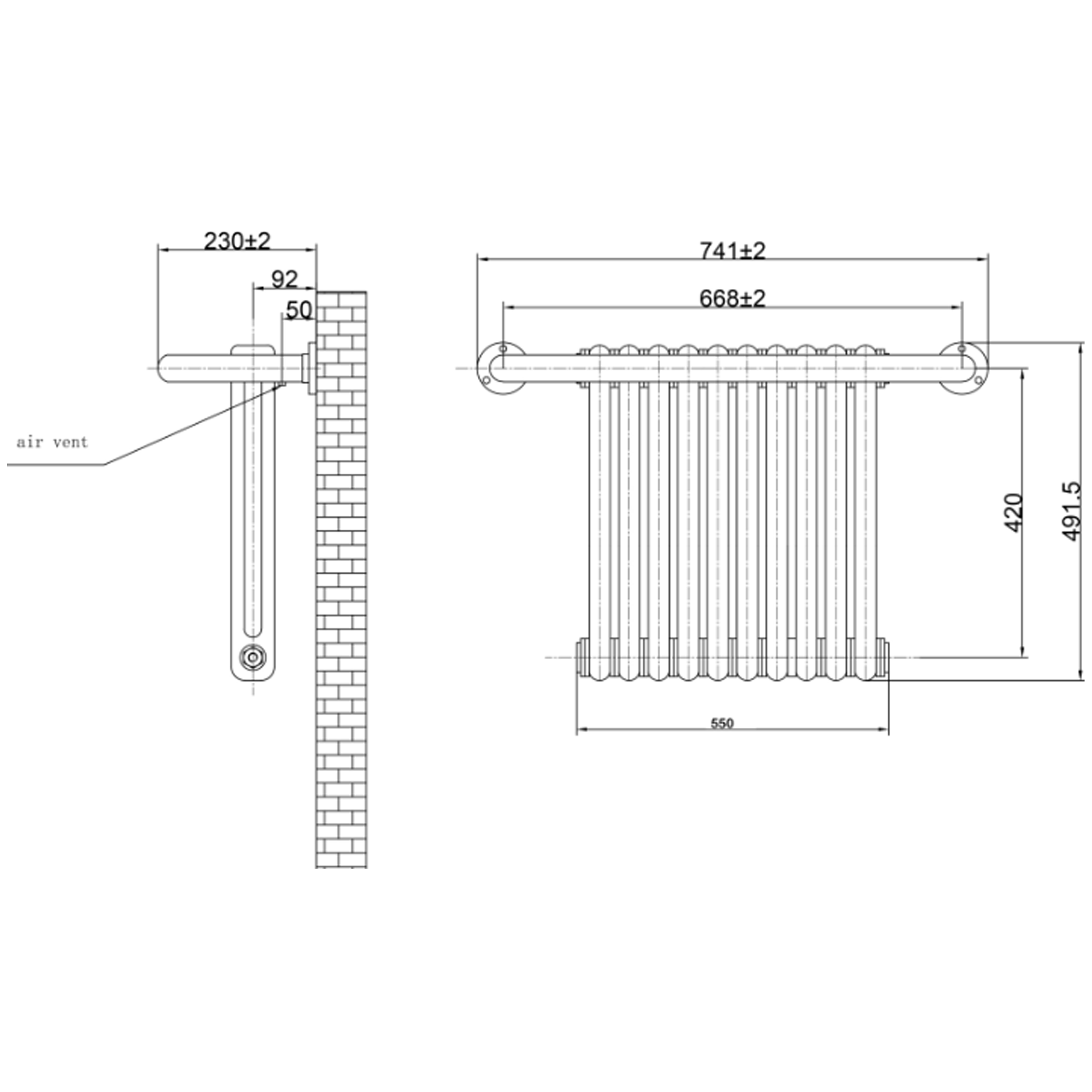 Toasty Wickham Chrome & White Traditional Heated Towel Rail - 490 x 740mm