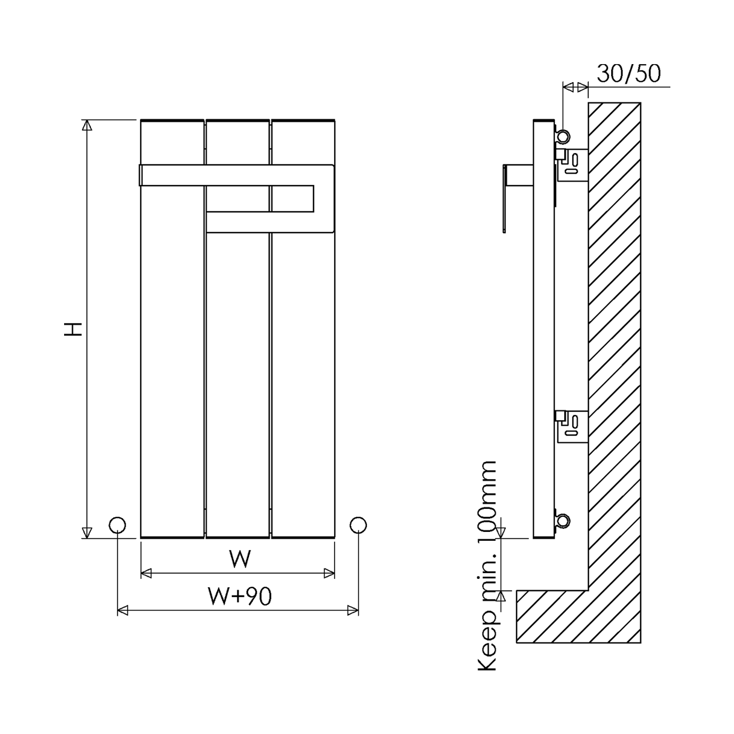 Carisa Elvino Bath Aluminium Vertical Radiator & Towel Rail