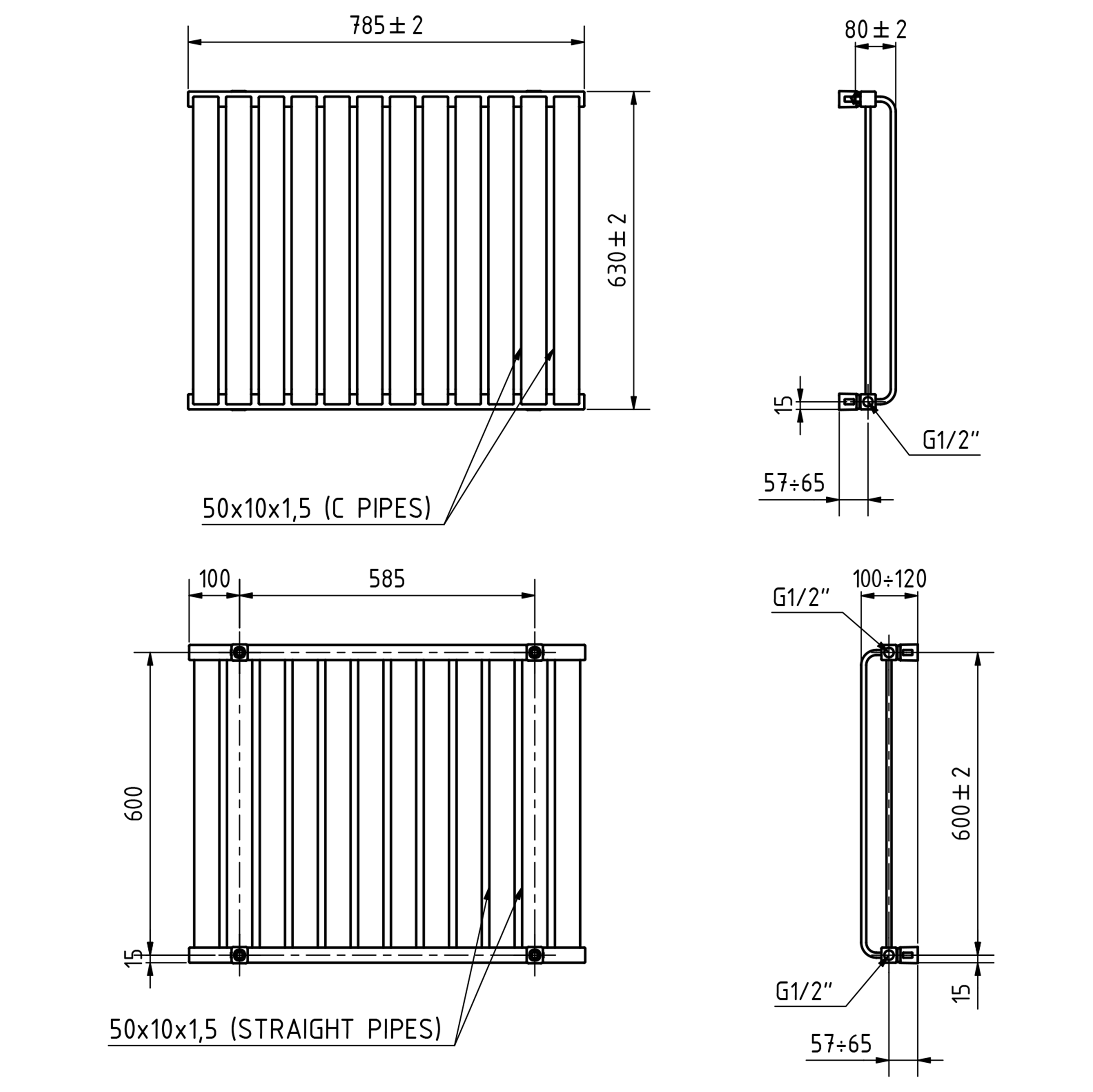 Terma Warp Room Double Panel 630 x 785mm Electric Radiator with 800W Wi-Fi Controlled VEO Heating Element