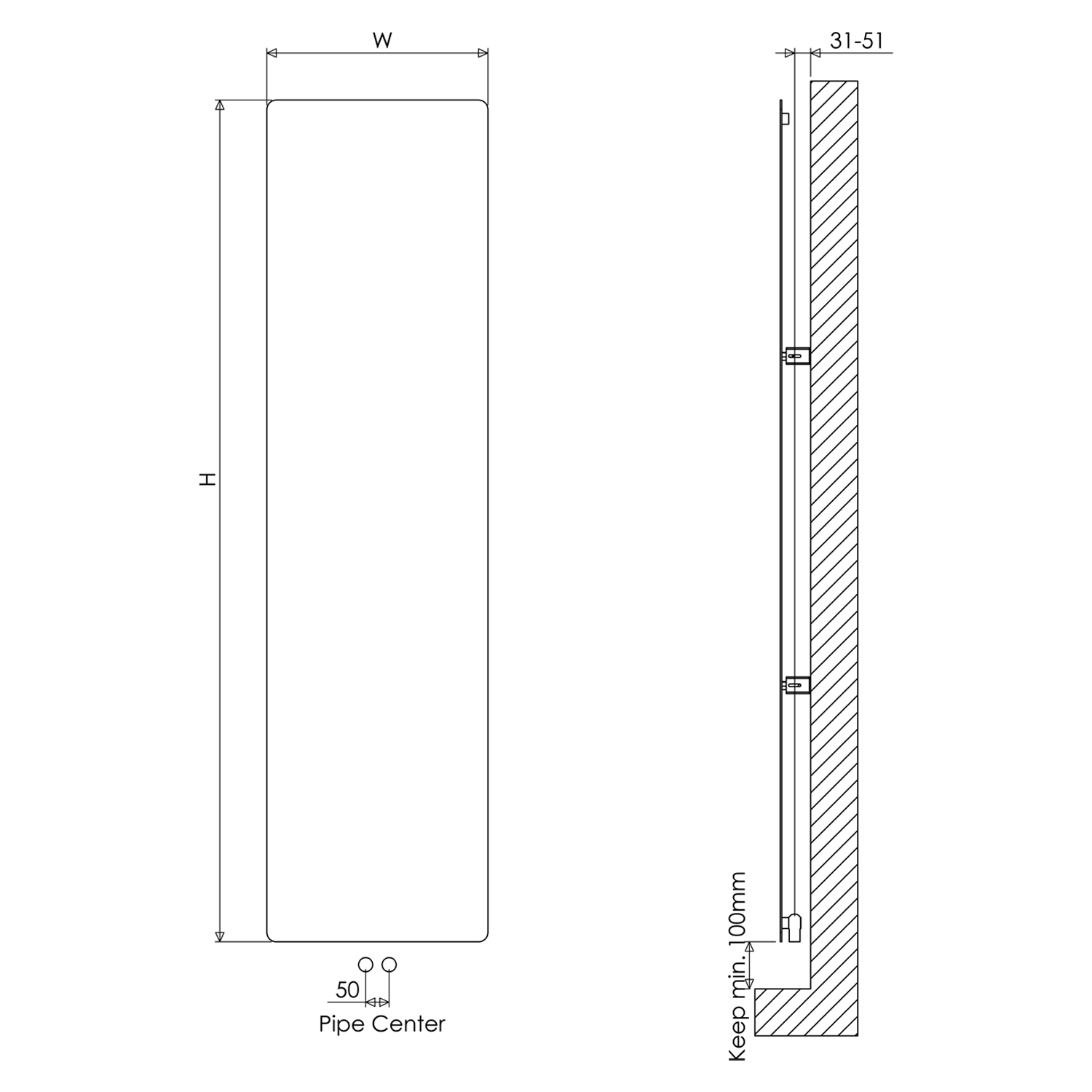 Carisa Croydon Single Flat Panel Vertical Designer Radiator