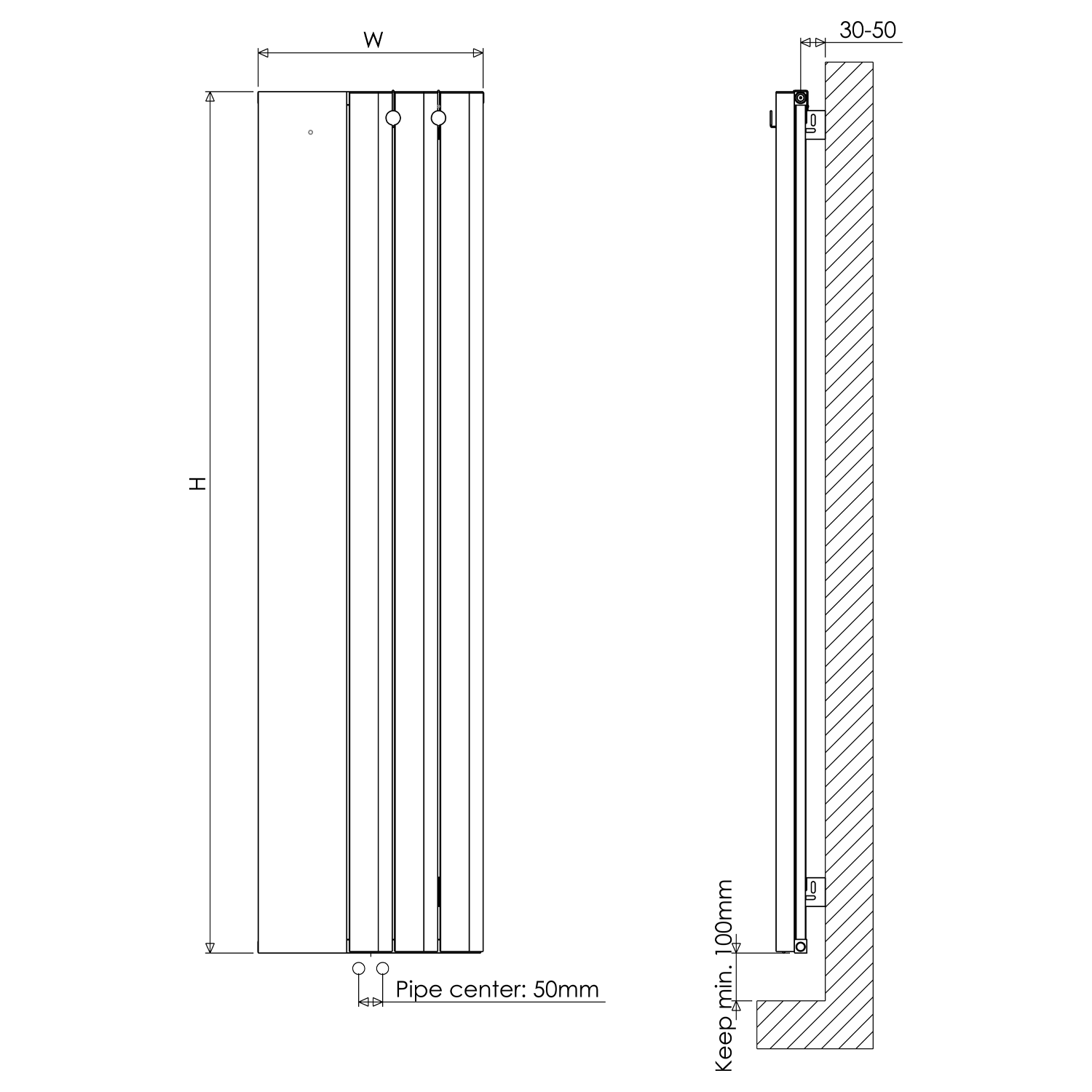 Carisa Entrée Mirrored Vertical Aluminium Designer Radiator