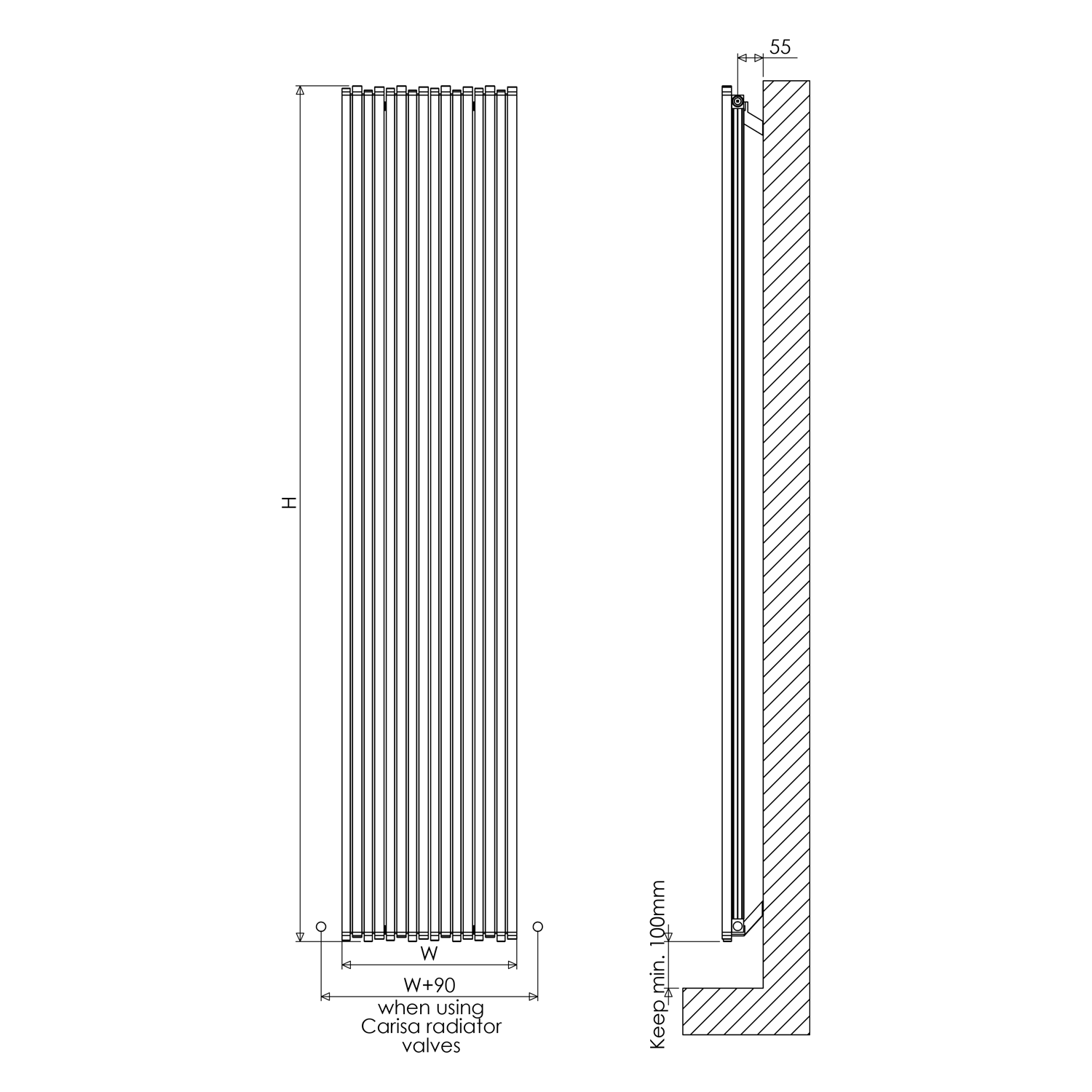 Carisa Pipette Single Panel Horizontal Aluminium Radiator