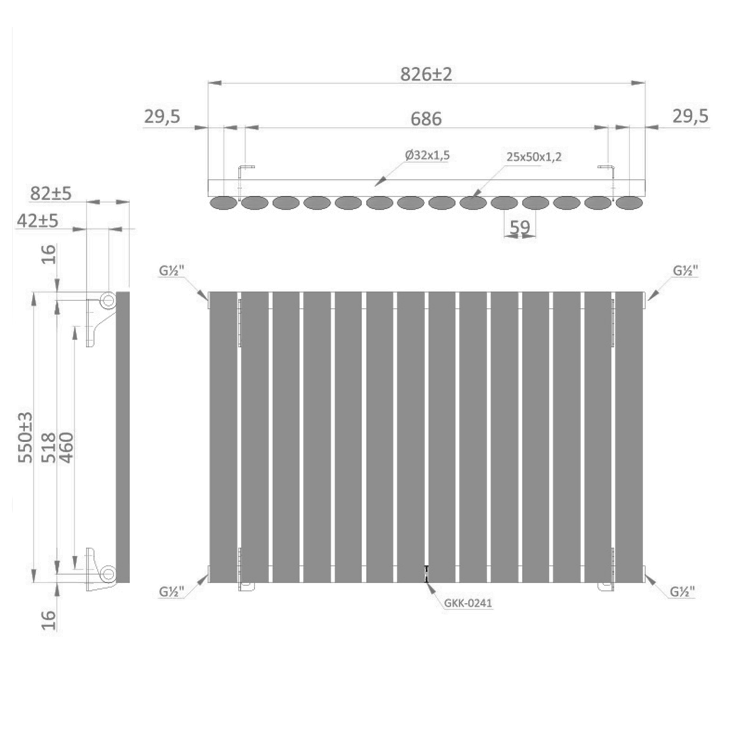 Vibrance Single Panel Horizontal Radiator - 550 x 826mm