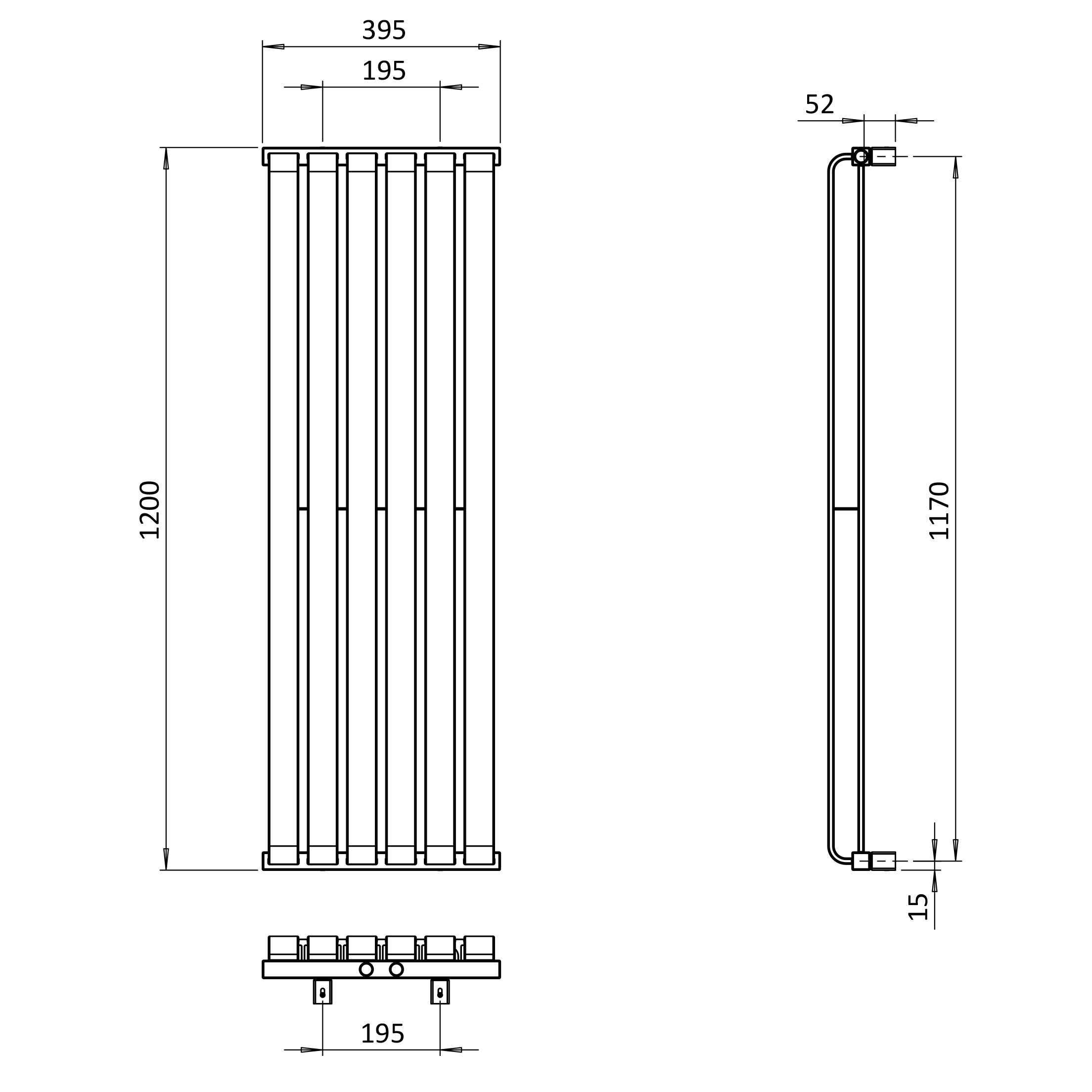 Crosswater Limit Towel Radiator - 1200 x 395mm