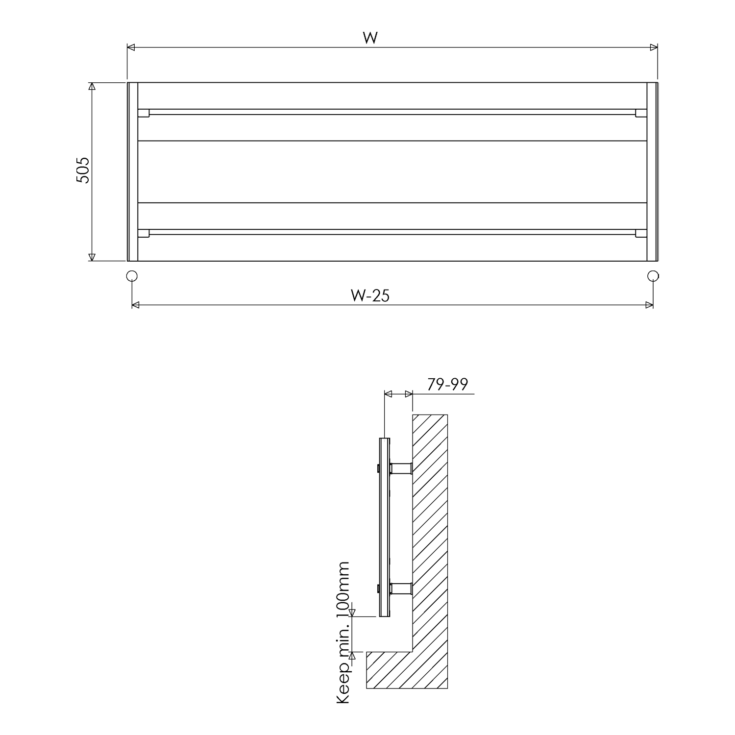 Carisa Mack Bath Horizontal Aluminium Heated Towel Rail