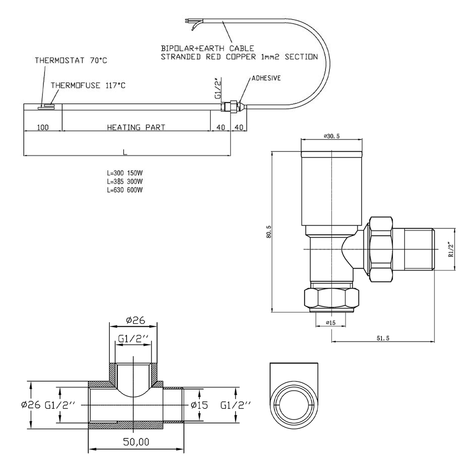 Toasty Brushed Bronze Dual Fuel Kit With Manual Element, Valves And T-Piece