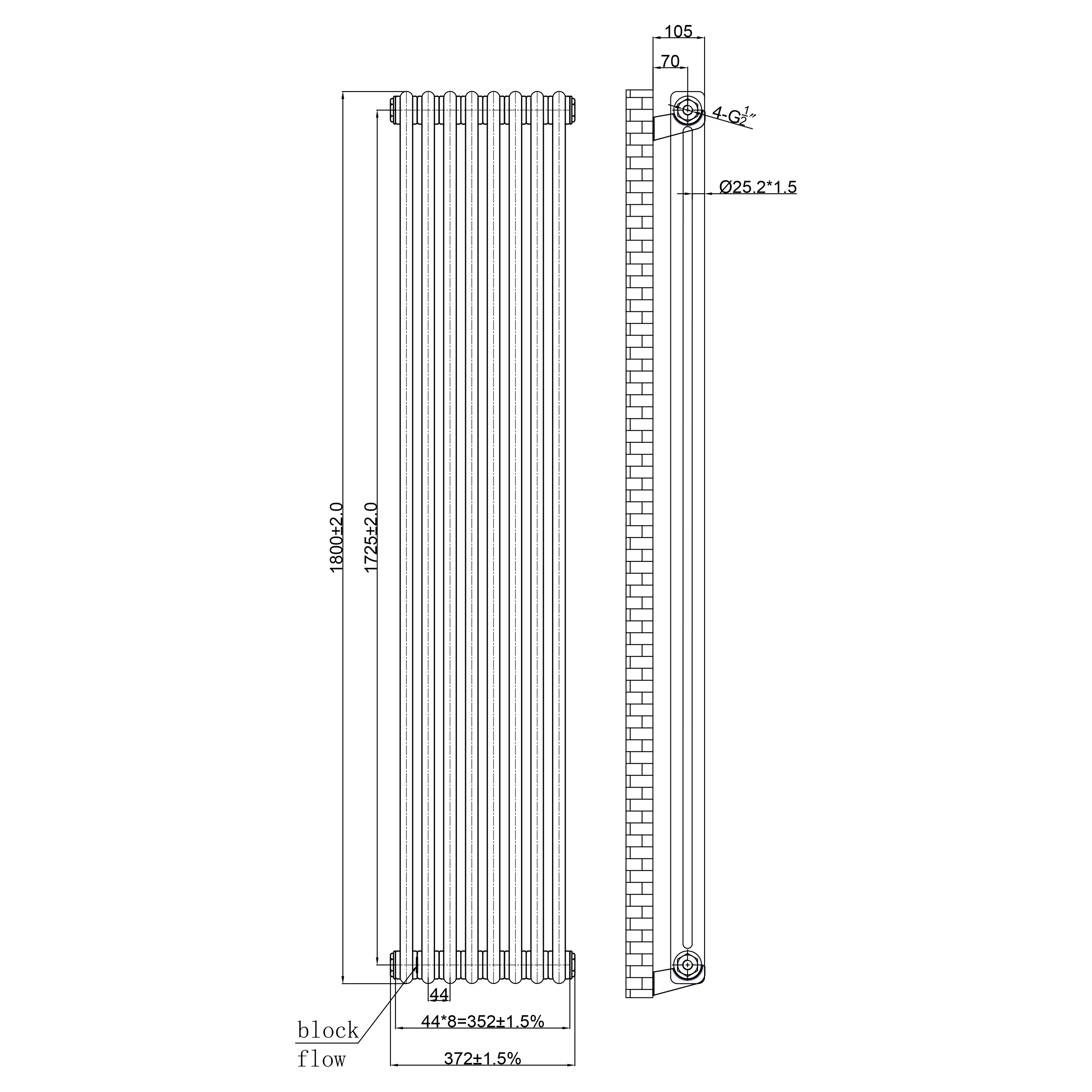 Toasty Ardleigh Antique Brass Vertical Column Radiator
