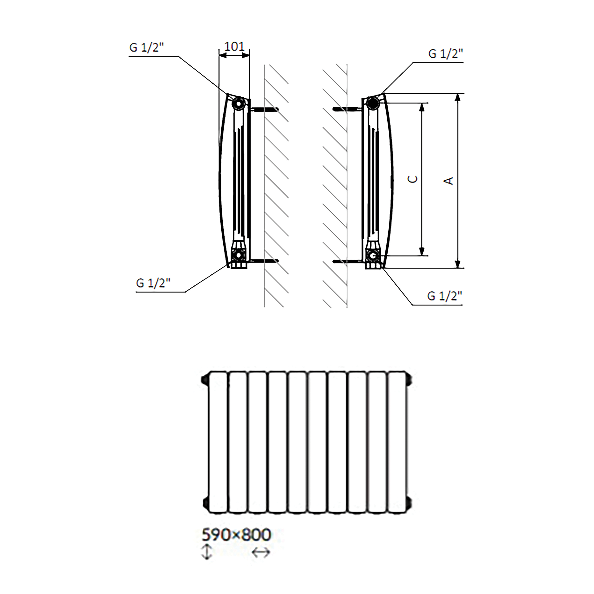 Terma Bergamo Single Panel Horizontal Aluminium Radiator